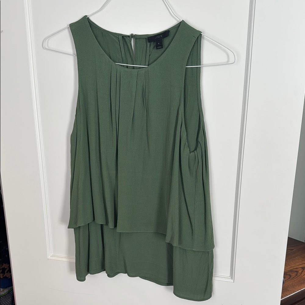 J Crew Tiered Green Sleeveless Top